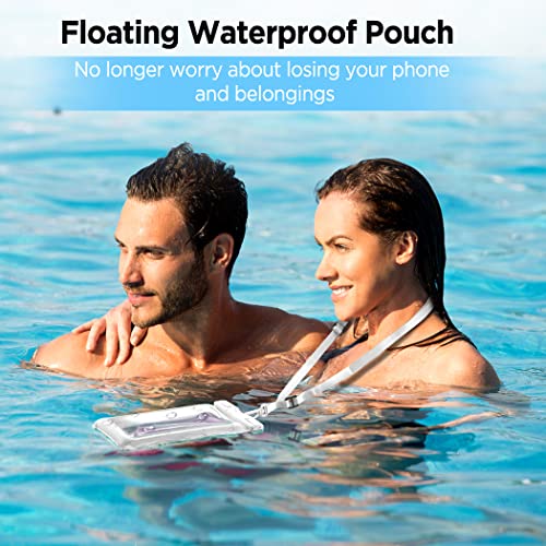 CACOE Floatable Waterproof Phone Pouch 2 Pack Up to 7.0",Black+White | Floatable, IPX8 Waterproof Phone Case,Adjustable Lanyard,Dry Bags for Beach/Cruise/Travel/Camping/Kayak/Vacation Essentials - color: Black+White