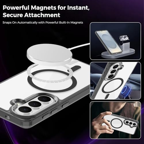 Lunivop for Samsung Galaxy s26 Case Hard [Compatible with Magsafe Wireless Charging] Yellowing Resistant Magnetic Cover Clear para S 26 6.3 '' 5G 2026 Rugged Best Phone Cases Black - color: Black, size: Compatible with Samsung Galaxy S26