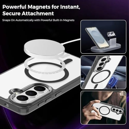 Lunivop for Samsung Galaxy s26 Case Hard [Compatible with Magsafe Wireless Charging] Yellowing Resistant Magnetic Cover Clear para S 26 6.3 '' 5G 2026 Rugged Best Phone Cases Black - color: Black, size: Compatible with Samsung Galaxy S26