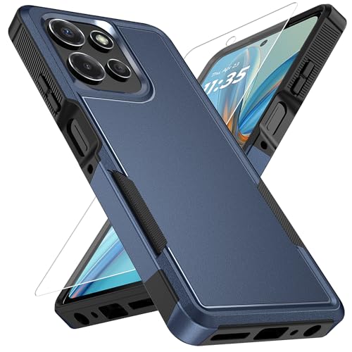 Vinve for Moto G Power 2025 Case with HD Screen Protector, Military-Grade Shockproof & Dual-Layer Protection, Anti-Slip Grip Design Phone Case, Blue - color: Blue