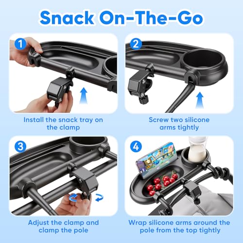 4 in 1 Universal Stroller Tray with Cup Holder, Baby Stroller Attachment - color: Multi