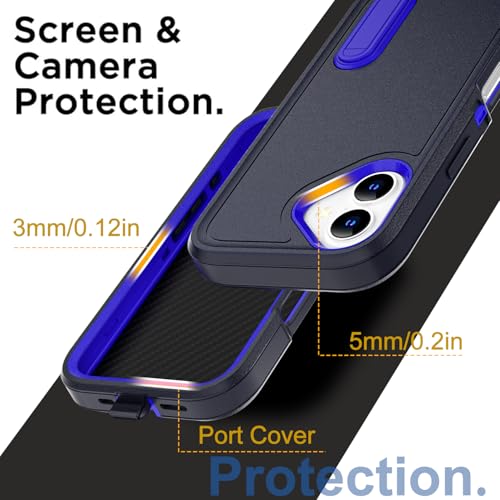 AICase for iPhone 16 Plus Case with Built-in Stand,Tripe Layer Heavy Duty Drop Protection Full Body Rugged Shockproof Military Protective Tough Durable Phone Cover for iPhone 16Plus 6.7"_6 - color: Prussian Blue with Built-in Stand