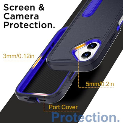AICase for iPhone 16 Plus Case with Built-in Stand,Tripe Layer Heavy Duty Drop Protection Full Body Rugged Shockproof Military Protective Tough Durable Phone Cover for iPhone 16Plus 6.7"_6 - color: Prussian Blue with Built-in Stand