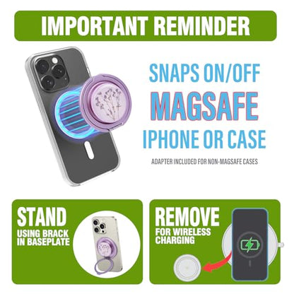 Cell Phone Grip for with Kickstand, Secure Hold for iPhone Cases, Adjustable Foldable Desktop Phone Holder Cradle Dock Compatible (141 Flower) - color: 141 Flower