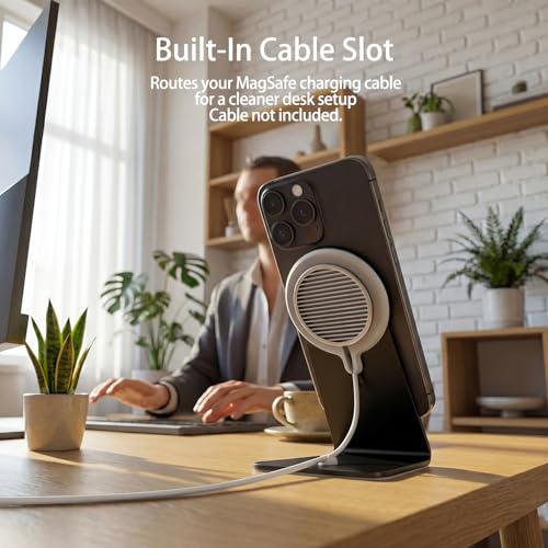MagSafe Charger Stand Compatible with Apple MagSafe Charger 15W/25W, Aluminum Desktop Dock for iPhone 17/16/15/14/13/12, Portrait & Landscape Viewing, Cable Slot, Charger Not Included, Grey - color: Gray