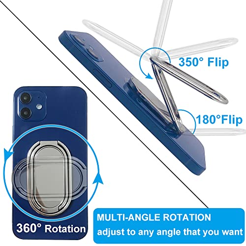 Phone Ring Holder Finger Kickstand, Foldable 360° Rotation Cellphone Grip for Desk, Office Desktop, Cell Phone Stand Compatible with iPhone Smartphones Tablets (with Magnetic Car Mount) - color: Silver