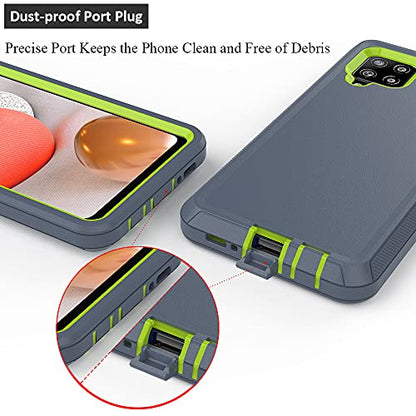 Compatible with Samsung Galaxy A42 5G Case,with Screen Protectors,Heavy Duty Rugged Shockproof Full Body Protection Kickstand Case with Belt Clip Holster for Samsung Galaxy A42 5G (Dark Grey+Green) - color: Dark Grey+Green