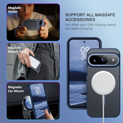 BENTOBEN for Google Pixel 9 Case [Compatible with Magsafe] Translucent Matte Magnetic Pixel 9 Case Slim Thin Shockproof Women Men Girls Boys Protective Phone Cases for Google Pixel 9 6.3", Navy Blue - color: Navy Blue