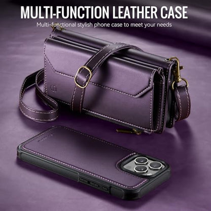 Strapurs for iPhone 15 Pro Magnetic Detachable Wallet Phone Case, Purple - color: (Detachable with Magsafe)-Purple, size: iPhone 15 Pro - 6.1"