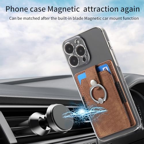Cell Phone Card Holder, Stick-On RFID Wallet Credit Card Holder Brown - color: Brown