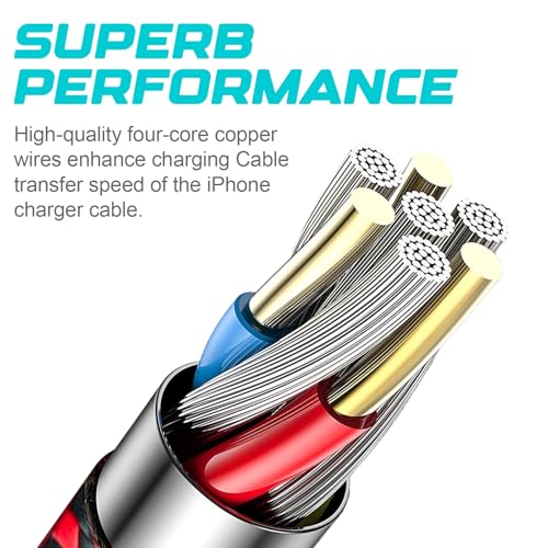 3Pack MFi Certified iPhone Charger Cable 6ft RedBlack