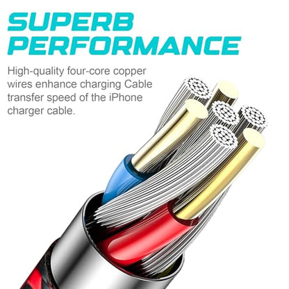 3Pack MFi Certified iPhone Charger Cable 6ft RedBlack