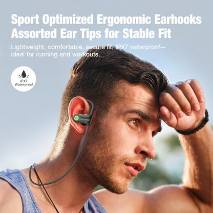 Boean Wireless Headphones Workout Headphones Bluetooth 5.3 with IPX7 Rating Workout Running Headphone with 16 Hours Bluetooth Earbuds for Man Women - color: Green