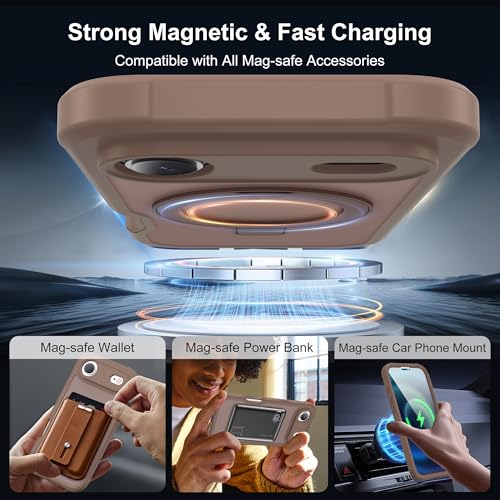 Compatible with iPhone 17 Air Case with Magnetic Ring Stand [Compatible with Mag-Safe] [Built-in Screen Protector] Military-Grade Drop Protection Matte Translucent Phone Case, Desert Brown - color: Desert Brown, size: Iphone 17 Air