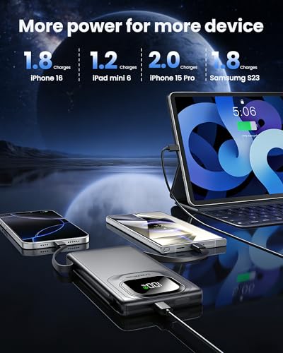 Portable Charger Power Bank with Built-in Cables Fast Charging