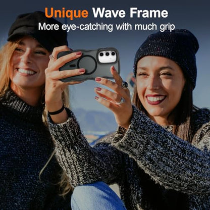 UEEBAI Magnetic for Samsung Galaxy A16 4G/5G Case, Compatible with MagSafe, Transparent Clear Wave Frame Design Soft Edge Cover Matte Shockproof Phone Case- Black - color: Black, size: Samsung Galaxy A16 4G/5G