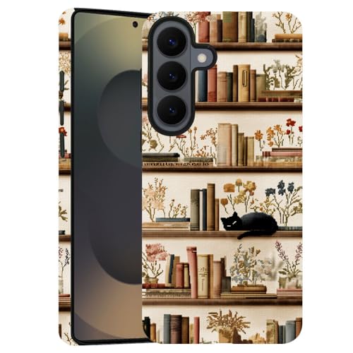 Compatible with Samsung Galaxy S26 Plus Case,Glossy Case All-Round Protection Shockproof Anti-Scratches TPU Cover,Cases for Man Woman-Bookshelf Books Plants Cat - color: Bookshelf Books Plants Cat, size: Galaxy S26 Plus