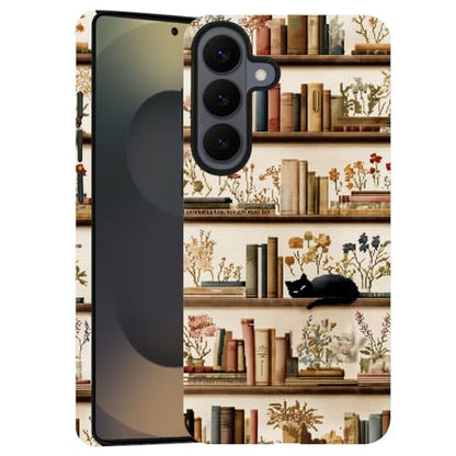 Compatible with Samsung Galaxy S26 Plus Case,Glossy Case All-Round Protection Shockproof Anti-Scratches TPU Cover,Cases for Man Woman-Bookshelf Books Plants Cat - color: Bookshelf Books Plants Cat, size: Galaxy S26 Plus