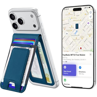 for MagSafe Wallet Tracker with Money Clip, Works with Apple Find My - color: Dark Blue Find My
