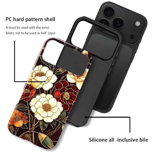 Compatible with iPhone 17 Pro Max,Anti-Scratch Glossy Case Cover,Stained Glass Flower 04 - color: Stained Glass Flower 04, size: IPhone 17 Pro Max