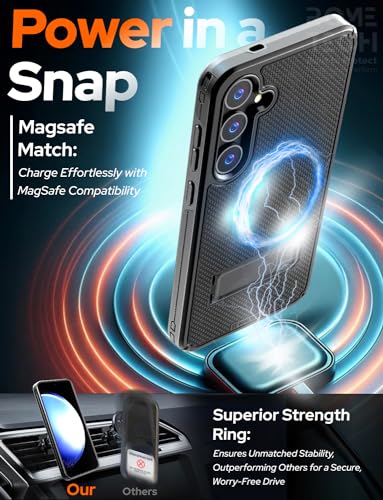 Designed for Samsung Galaxy S24 Plus Case with Belt Clip Holster | Rugged Cover with Strong Magnet & Kickstand Heavy Duty Combo - Black - color: Black, style: Galaxy S24 Plus