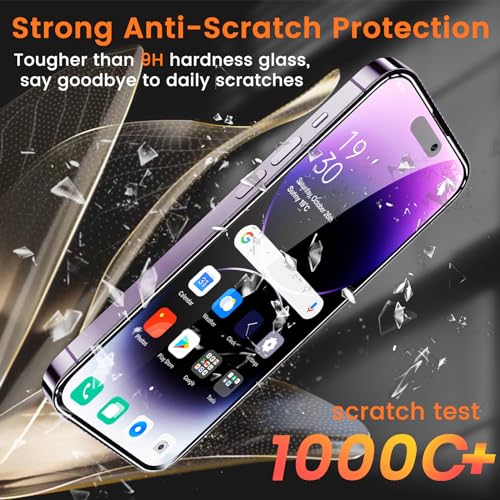 Lesakit 3+3 Pack Privacy Screen Protector for iPhone 14 Pro Max 6.7-Inch with 3 Pack Camera Lens Protector, Anti Spy Tempered Glass Film 9H Hardness Bubble Free Case Friendly - size: iPhone 14 Pro Max