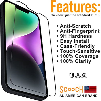 Scooch® Tempered Glass Multipack for iPhone 14, 3 Screen Protectors and 2 Camera Lens Protectors, Premium 9H Tempered Glass, Anti-Scratch, Anti-Fingerprint, Impact Resistant - size: iPhone 14
