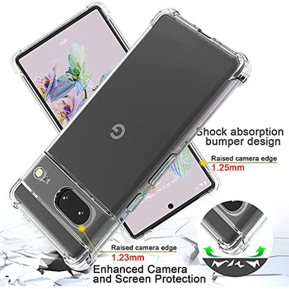 Google Pixel 7a Case with Screen Protector, Shockproof Crystal Clear Slim Soft Silicone TPU Protective Phone Cover Clear - color: Z Clear, size: Google Pixel 7a Case