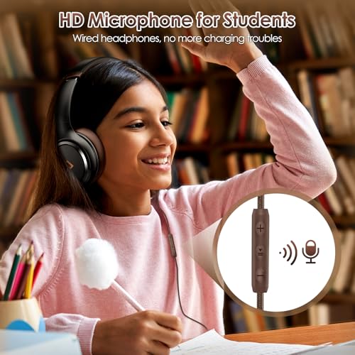 INFURTURE USB C Headphones Active Noise Cancelling Headphone Wired Over Ear - color: Brown