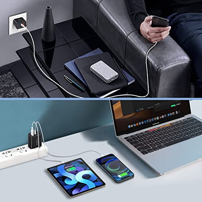 USB C Wall Charger Block, Dual Port Fast Charging Box Brick 5 Pack Bulk - color: black