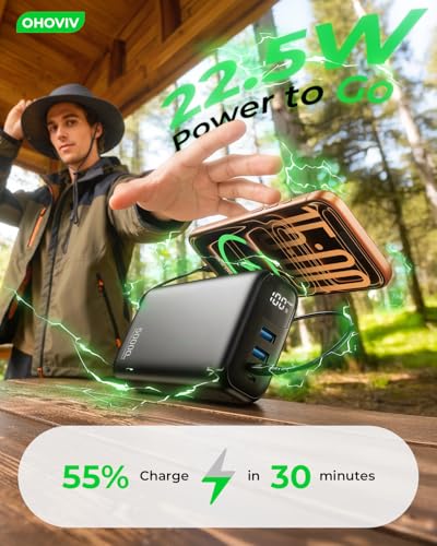 OHOVIV Portable Charger Power Bank 50000mAh,PD 22.5W Battery Pack - color: Space Black