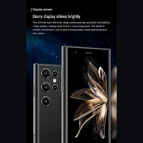 Diyeeni S23 Pro Mini Smartphone 3.0 Inch 3D Glass, 2GB 16GB ROM, 2MP Rear Camera, 3G Pocket Cell Phone for 8.1, Dual Cameras, Backup Phone (Black)