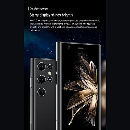 Diyeeni S23 Pro Mini Smartphone 3.0 Inch 3D Glass, 2GB 16GB ROM, 2MP Rear Camera, 3G Pocket Cell Phone for 8.1, Dual Cameras, Backup Phone (Black)