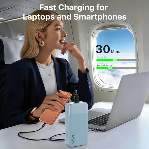 NOBIS Portable Charger 20000mAh 65W Power Bank Fast Charging - color: Blue