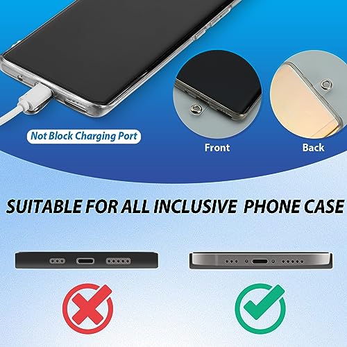 Tenceur 100 Pcs Universal Phone Tether Tab Plastic Lanyard Patch with Metal Ring for Wrist Cell Phone Lanyard Strap Fit Most Smartphones Safety Drop Protection, Clear