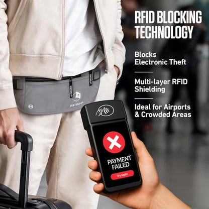 VENTURE 4TH Travel Money Belt, RFID Blocking Passport Holder - Silver - color: Silver