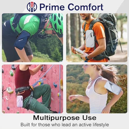Prime Comfort Cell Phone Carrier - Arm Band, Cross Body Bag, Holster for Men Women - Cell Phone Holder for Running Walking - Light Blue - color: Light Blue