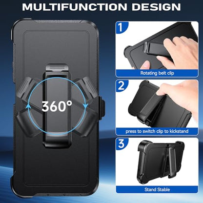 DUEDUE for Motorola G 5G 2026 Case, Moto G Play 2026 Case with Belt Clip Holster Shockproof 3-Layer Heavy Duty Kickstand Cover Protective Rugged Phone Case for Moto G 5G 2026/G Play 2026, Black - size: for Motorola G 5G 2026/Motorola G Play 2026