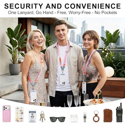 Phone Lanyard Crossbody, Adjustable Ergonomic Shoulder Phone Strap - color: Pink