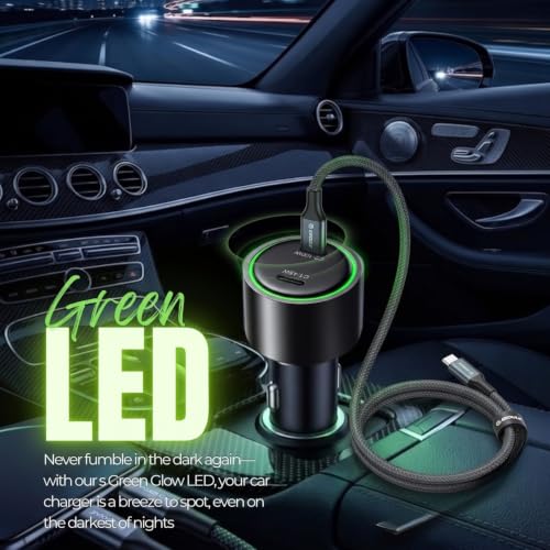 145W USB C Car Charger Charges Two Devices with 100W and 45W Outputs