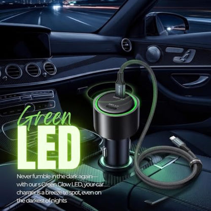 145W USB C Car Charger Charges Two Devices with 100W and 45W Outputs