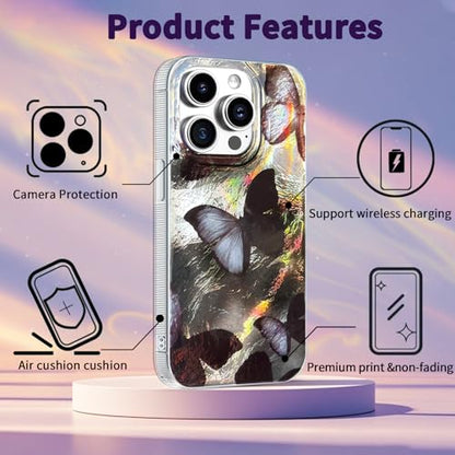 Compatible with iPhone 12 Pro Max Case,with [Shockproof Protective][Camera Protection] Cute Butterfly Aesthetic Phone Cover Anti-Yellowing Soft Slim Cover for Women Girl-Black - color: Black Butterfly, size: iPhone 12 Pro Max