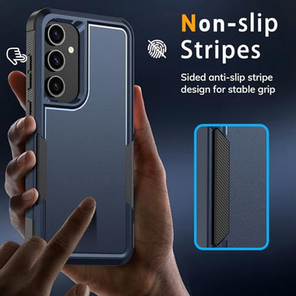 Vinve for Samsung Galaxy S25 FE Case with HD Screen Protector, Military-Grade Shockproof & Dual-Layer Protection, Anti-Slip Grip Design Phone Case, Blue - color: Blue