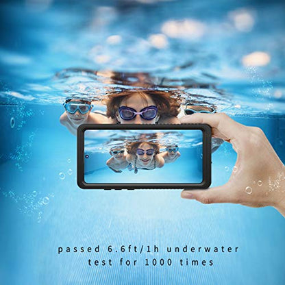 Lanhiem Galaxy Note 20 Case, Built-in Screen Protector with Fingerprint Film Waterproof Dustproof Case, Full Body Heavy Duty Protective Cover for Samsung Galaxy Note 20 6.7 inch (Black/Clear) - size: for Note 20