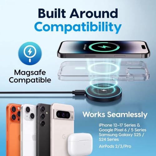 Magnetic Wireless Charger 2Pack,Charging Pad with Light,6FT Cable, Black - color: Black
