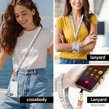 Phone Lanyard Crossbody Wrist Strap, Universal Adjustable Neck Strap for Phone Case Keys ID Badges, Travel Essential - color: Cute Cats