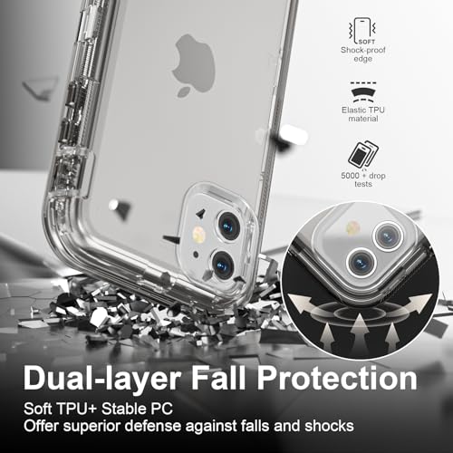 Follaroma for iPhone 11 Case, 6.1 inch, Crystal Gray | Heavy Duty Shockproof Protection Phone Cases, Anti-Drop, Military Grade Dual Layer Transparent Rugged Protective Cover - color: Gray, size: iPhone 11 6.1’