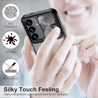 Designed for Samsung Galaxy S25 Ultra Case with Slide Camera Cover, Clear Slim Fit Shockproof Protective Camera Cover Protection Phone Case for S25 Ultra 5G 6.8 inch 2025(Clear Black) - color: Clear Black