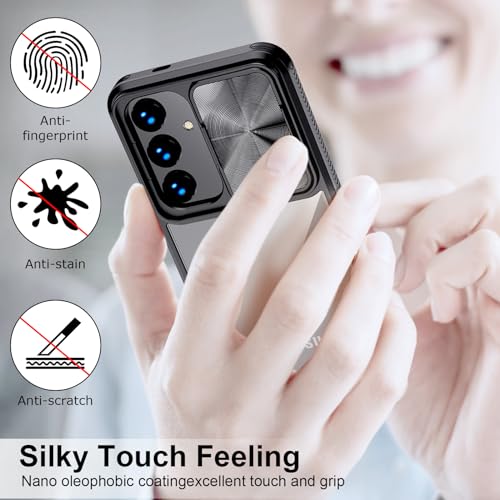 Designed for Samsung Galaxy S25 Ultra Case with Slide Camera Cover, Clear Slim Fit Shockproof Protective Camera Cover Protection Phone Case for S25 Ultra 5G 6.8 inch 2025(Clear Black) - color: Clear Black