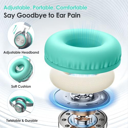 INFURTURE USB C Headphone for School & Adults Over-Ear Headphone with Mic - color: Green